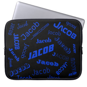 Housse Pour Ordinateur Portable Ajouter un nom ou un mot Bleu et noir