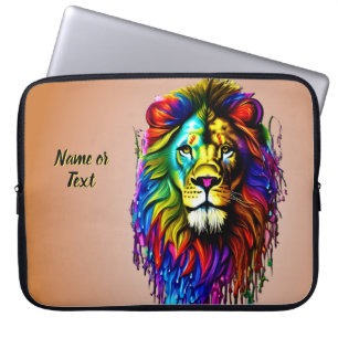 Housse Pour Ordinateur Portable Ajouter un nom Texte, coloré Lion de la goutte de