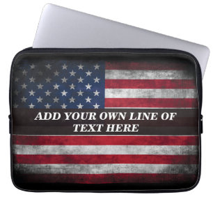 Housse Pour Ordinateur Portable Ajouter votre texte sur le drapeau américain
