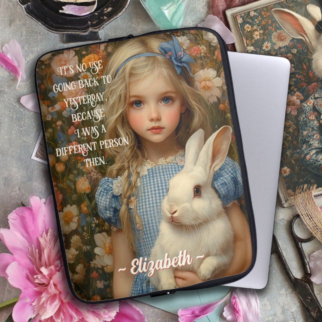 Housse Pour Ordinateur Portable Alice au pays des merveilles avec un lapin blanc (Créateur téléchargé)
