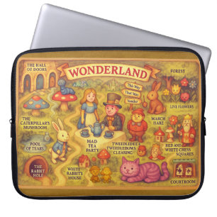 Housse Pour Ordinateur Portable Alice Fantaisiste Aventures dans la Carte de Wonde
