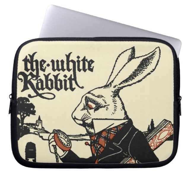 Housse Pour Ordinateur Portable Alice Lapin Blanc Classique Wonderland  (Devant)