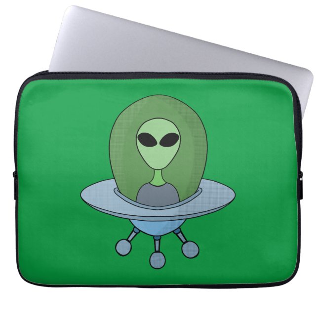 Housse Pour Ordinateur Portable Alien dans son petit vaisseau spatial (Devant)