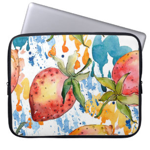 Housse Pour Ordinateur Portable Alimentation saine aux fraises. Arrière - plan aqu