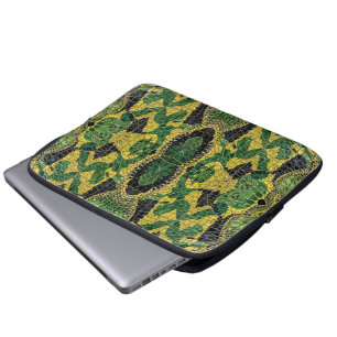 Housse Pour Ordinateur Portable Alligator Crocodile Dragon Cuir Vert Jaune