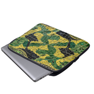Housse Pour Ordinateur Portable Alligator Crocodile Dragon Cuir Vert Jaune