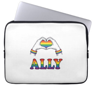 Housse Pour Ordinateur Portable Ally Arc-en-ciel Mains Cœur Vintage Pride Chemise