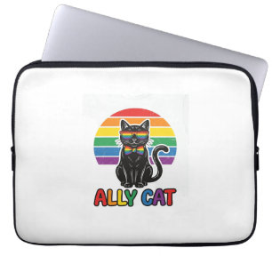 Housse Pour Ordinateur Portable Ally Cat Rainbow Pride Vintage Chat T-Shirt Design