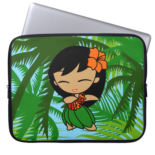 Housse Pour Ordinateur Portable Aloha Honeys Palmiers hawaïens Hula Girl Wetsuit (Devant)