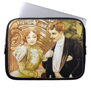 Housse Pour Ordinateur Portable Alphonse Mucha Flirt Vintage Art romantique Nouvea
