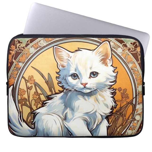 Housse Pour Ordinateur Portable Alphonse Mucha Style Chat (Devant)