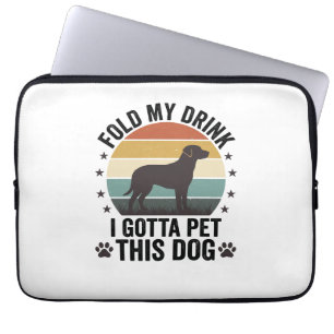 Housse Pour Ordinateur Portable Amateur de chien drôle vintage pliez ma boisson an