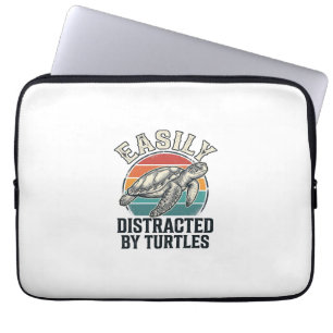 Housse Pour Ordinateur Portable Amateur de tortues vintage facilement distrait par