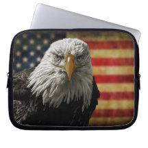 American Bald Eagle on Grunge Flag