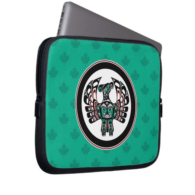 Housse Pour Ordinateur Portable Amérindien Noir Haida Art Thunderbird (Devant droit)