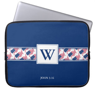 Housse Pour Ordinateur Portable AMÉRIQUE AMÉRICAINE Monogramme Christian Bible Ord