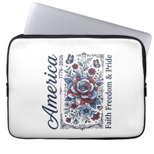 Housse Pour Ordinateur Portable Amérique Patriotique Floral Vintage Conception de