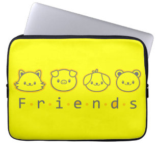 Housse Pour Ordinateur Portable Amis animaux mignons se font face