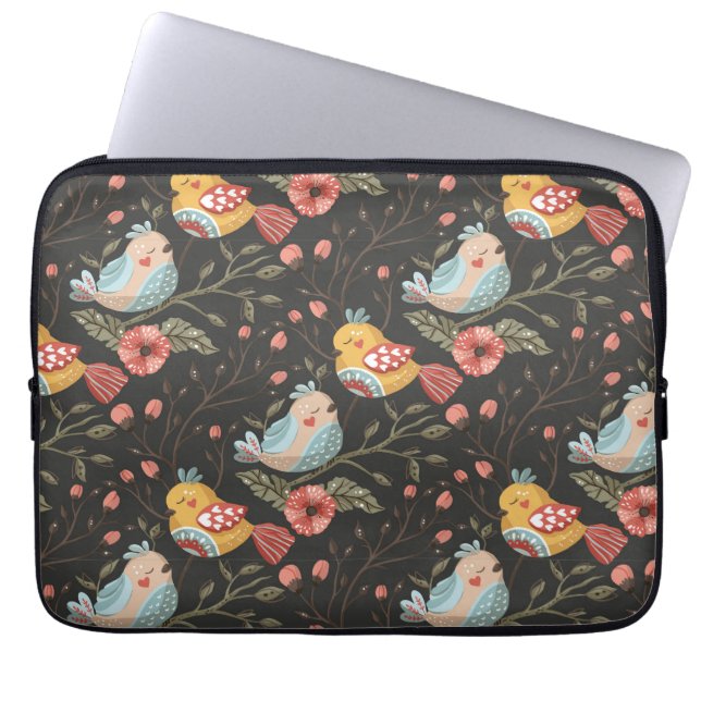 Housse Pour Ordinateur Portable Amour Boho Birds Plan Floral (Devant)