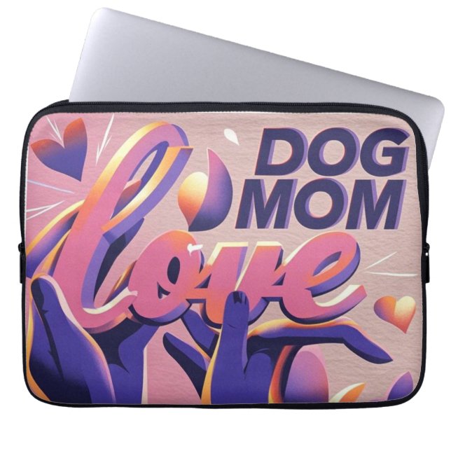 Housse Pour Ordinateur Portable Amour Chien maman rose pourpre (Devant)