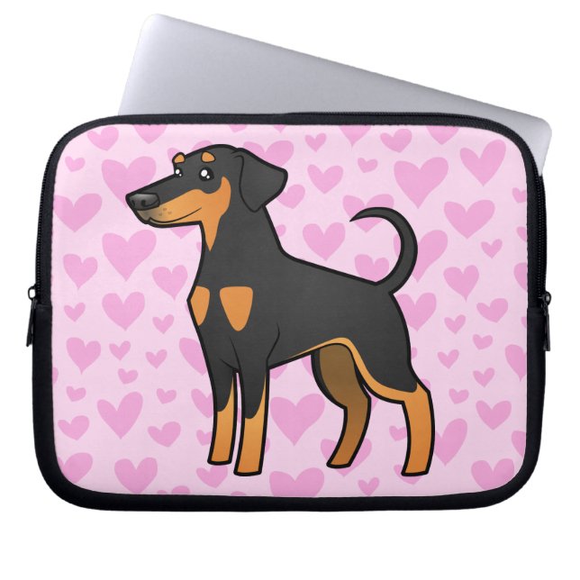 Housse Pour Ordinateur Portable Amour de Pinscher de dobermann (oreilles souples) (Devant)