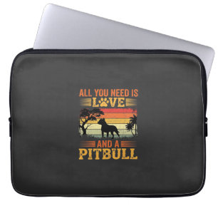 Housse Pour Ordinateur Portable Amour de Pitbull Coucher de Soleil Rétro Chien