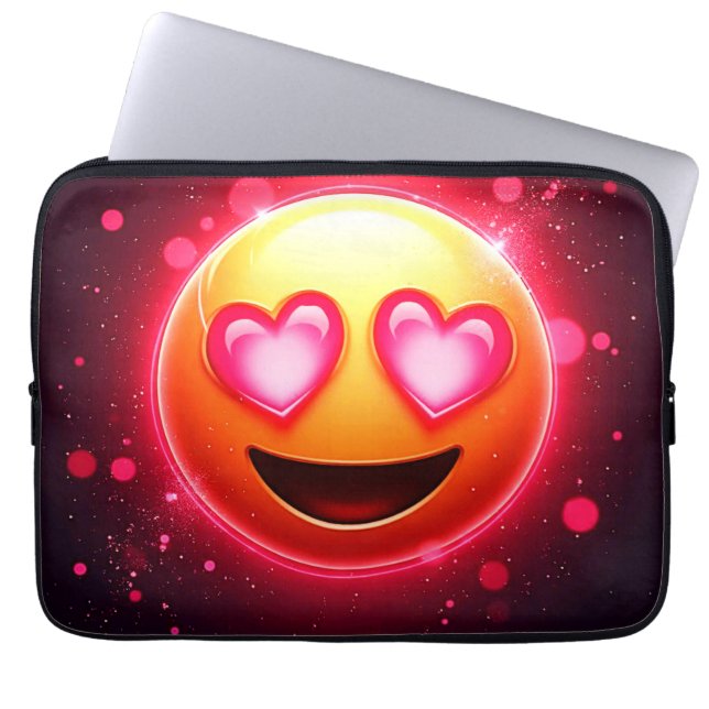 Housse Pour Ordinateur Portable Amour Frappé Coeurs Emoji (Devant)