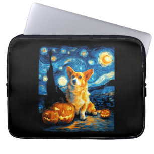 Housse Pour Ordinateur Portable Amoureux de Corgi Peinture de la nuit étoilée de v