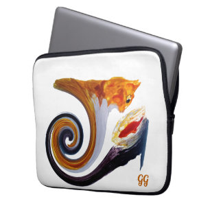 Housse Pour Ordinateur Portable Amusant Art Musical Chat de poisson d'or Personnal