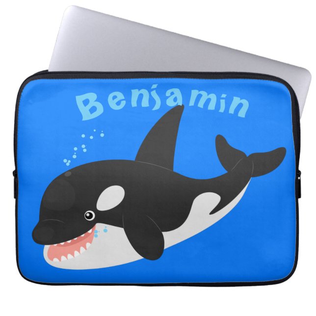 Housse Pour Ordinateur Portable Amusante baleine orque mignonne dessin animé (Devant)