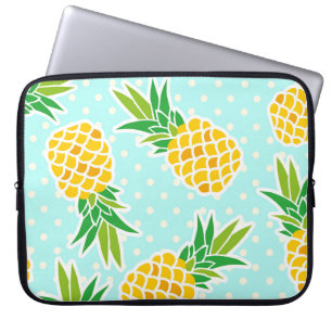 Housse Pour Ordinateur Portable Ananas Exotiques : Polka Bleu-Dot Amusant.