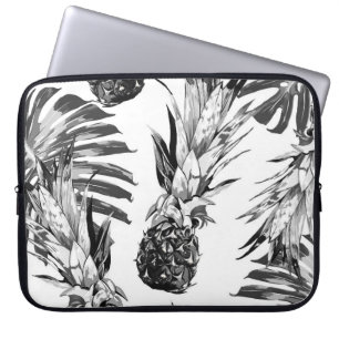 Housse Pour Ordinateur Portable Ananas, feuilles de jungle tropicale. Belle coutur