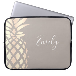 Housse Pour Ordinateur Portable Ananas rose et gris d'or d'en cuivre assez éléga