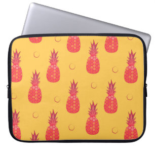 Housse Pour Ordinateur Portable Ananas rose sur arrière - plan orange. Patte trans