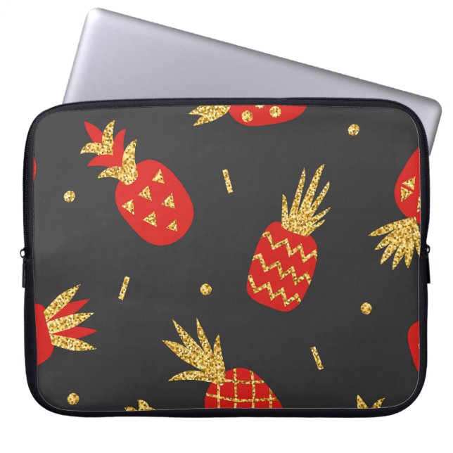 Housse Pour Ordinateur Portable Ananas rouge, parties scintillant, arrière - plan  (Devant)