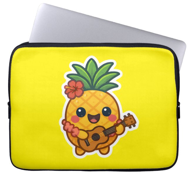 Housse Pour Ordinateur Portable Ananas souriant Kawaii - Tropical (Devant)