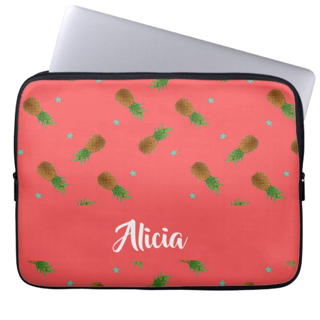 Housse Pour Ordinateur Portable Ananas sur rose (Devant)