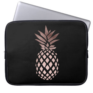 Housse Pour Ordinateur Portable ananas tropical d'or rose clair élégant de faux