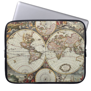 Housse Pour Ordinateur Portable Ancienne carte des hémisphères du monde. Créé par 