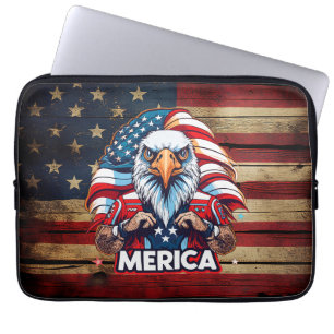 Housse Pour Ordinateur Portable Anciens Combattants Drapeau américain Merica Aigle