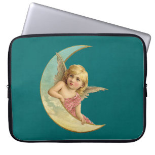 Housse Pour Ordinateur Portable Angel dans une image vintage lune croissant