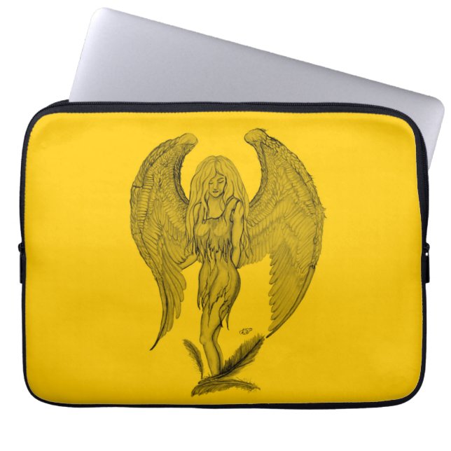 Housse Pour Ordinateur Portable Angel - design noir et jaune (Devant)
