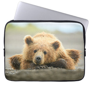 Housse Pour Ordinateur Portable Animaux de bébés cutest   Cub d'ours Brown côtier