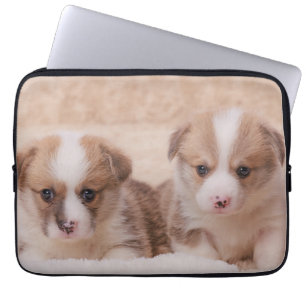 Housse Pour Ordinateur Portable Animaux de bébés cutest   Deux Marionnettes Corgi