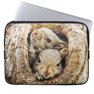 Housse Pour Ordinateur Portable Animaux de bébés cutest Écureuils curieux
