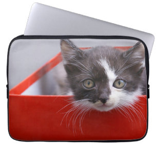 Housse Pour Ordinateur Portable Animaux de bébés cutest Kitten noir et blanc