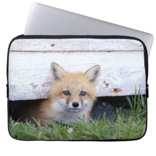 Housse Pour Ordinateur Portable Animaux de bébés cutest Red Fox Kit Peeking
