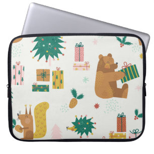 Housse Pour Ordinateur Portable Animaux de la forêt de Noël : Vibe Vintage