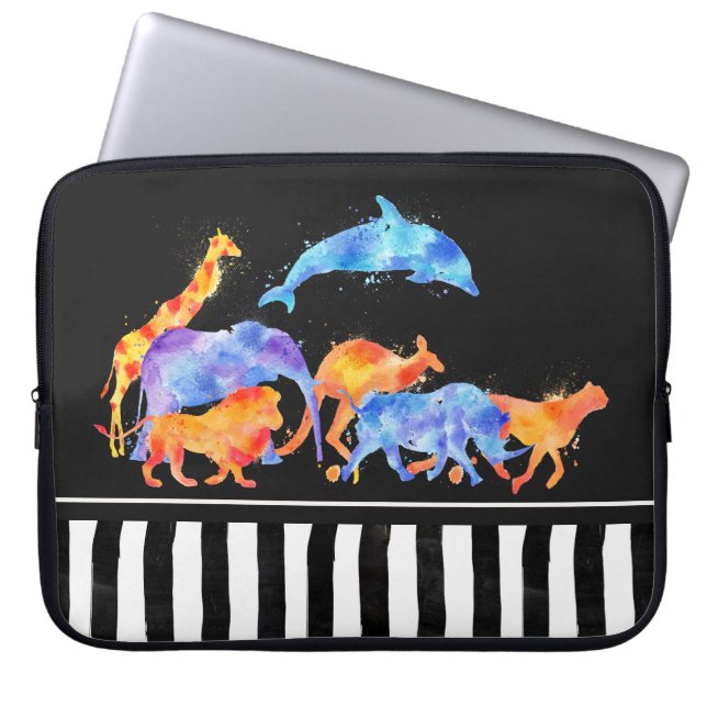 Housse Pour Ordinateur Portable Animaux sauvages qui courent ensemble aquarelle co (Devant)