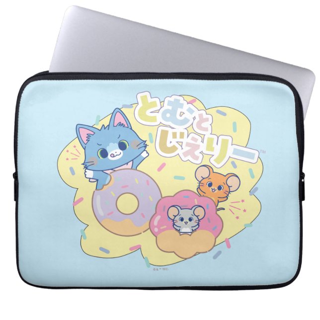 Housse Pour Ordinateur Portable Anime Donut délice avec Tom, Jerry et Tuffy (Devant)